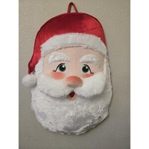 Vintage 1990 Giant Gemmy Plush Hanging Santa Face Head Musical Animated 30"x20"
